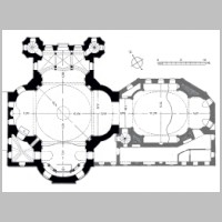 Grundriss KDM 1915, Grundriss des bis 1749 ausgefuehrten Baus (Waende schwarz) und der ab 1778 gebauten neuen Gnadenkapelle (Waende grau), sueddeutscher-barock.ch.jpg